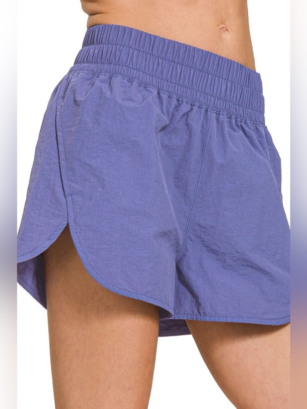 Zenana Windbreaker Smocked Waistband Running Shorts